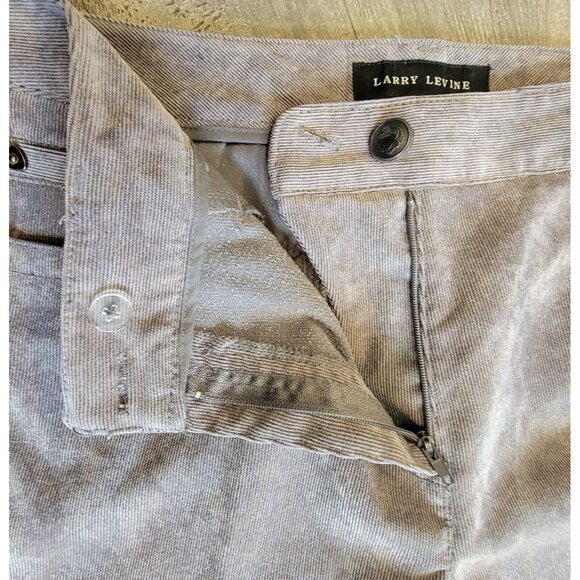 Larry Levine Gray Corduroy Straight Leg Dress Pants Womens 12 Career Business - Picture 2 of 7